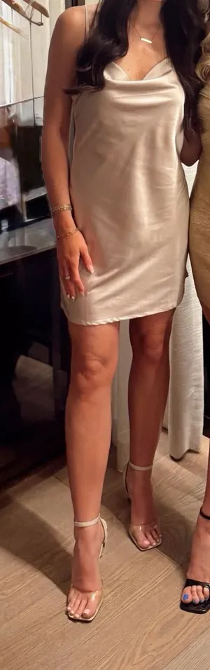 Gold silky cocktail dress thumbnail 1