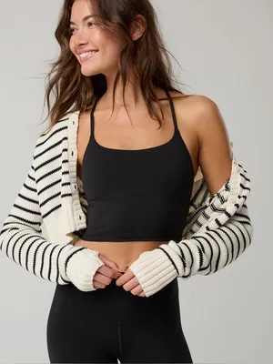 OFFLINE by Aerie The Hugger Longline Racerback Sports Bra Black Size Small thumbnail 1
