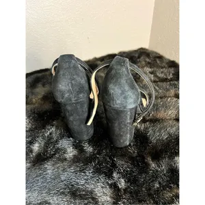 Steve Madden Black Suede Carrson Block Strap Heel - Size 9.5 thumbnail 3