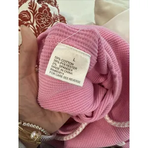 Sundry Anthropologie Pink Waffle Knit Top Pants Lounge Set Women's Large 3018 thumbnail 8