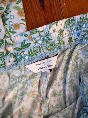 Rifle Paper Co. Green and White Floral Long Sleeve‎ Pajama Set Pants Shirt XL thumbnail 3