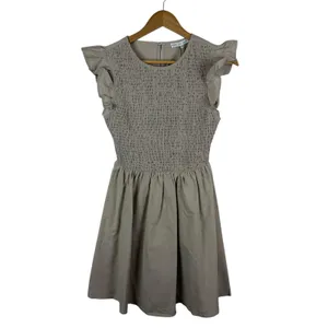 NWT English Factory Smocked Ruffle Sleeve Dress Sz XS Beige Fit‎ & Flare Neutral thumbnail 2