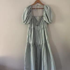 ASTR The Label llana Midi Dress Puff Sleeve Tiered‎ Skirt Tie Back Light Green M thumbnail 8