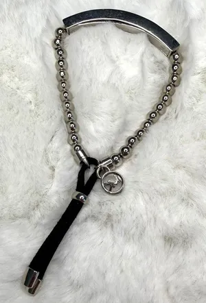 Michael Kors Silver Black Beaded Tag Bracelet thumbnail 1