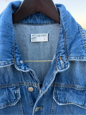 Free People We The Free Marci Denim Jumpsuit S Blue Utility Workwear 90s boho thumbnail 2