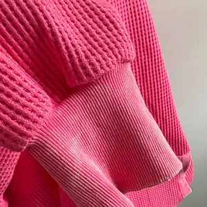 BiBi Hot Pink Acid Wash Waffle Knit Hoodie thumbnail 4