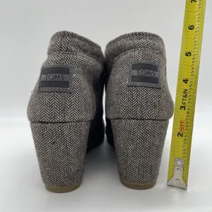 Toms Womens 7.5 Shoes Herringbone Print‎ Desert Ankle Bootie Brown Fabric Wedge thumbnail 4