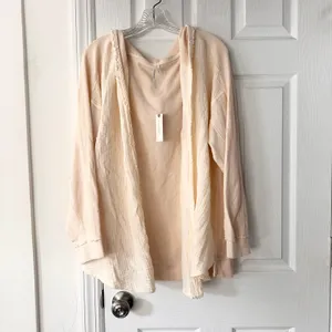 By Anthropologie Yvonne Dolman Cream Open Waterfall Shawl Cardigan NWT Small thumbnail 2