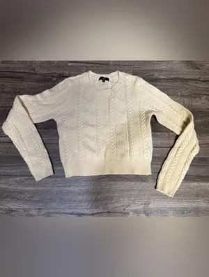 Lulus Ivory Cable Knit Long Sleeve Sweater Size L thumbnail 2