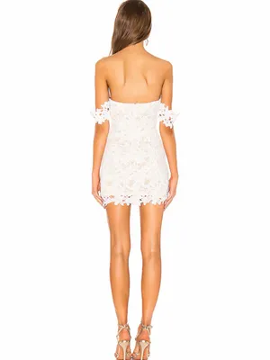 More To Come NWT Shannan Off-Shoulder White Lace Mini Dress thumbnail 2