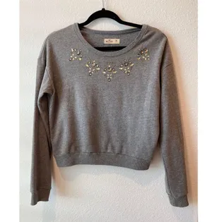 Hollister Gray Rhinestone Sweatshirt | Size M thumbnail 2