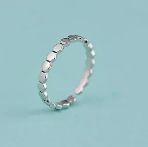 Boutique NEW 925 Sterling Silver‎ Hexagon Design Stacking Adjustable Band Ring thumbnail 8