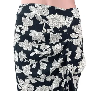 Zara Women's Black White Floral PaisleyRuched High Waisted Maxi Slip Skirt S thumbnail 5