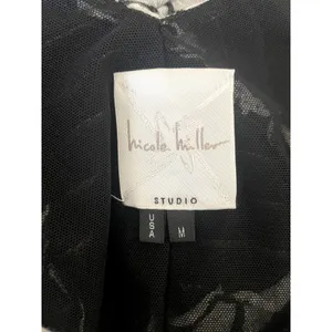 Nicole Miller Mini‎ Dress Women M Gray Black Ripple Bodycon Rave Y2K Retro Club thumbnail 2