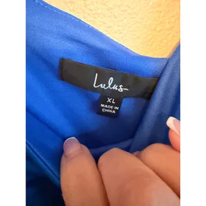 Lulus Mini Dress Womens‎ XL Royal Blue Satin One Shoulder Ruffle HD3911 Cocktail thumbnail 6
