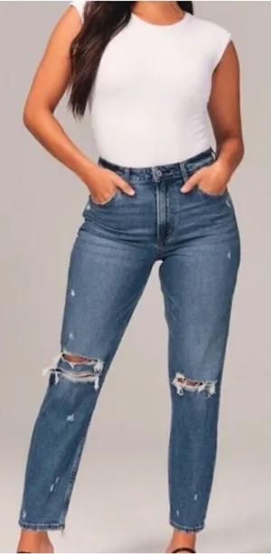NEW Abercrombie & Fitch The Mom High Rise Distressed‎ Ankle Jeans Sz 28 thumbnail 1