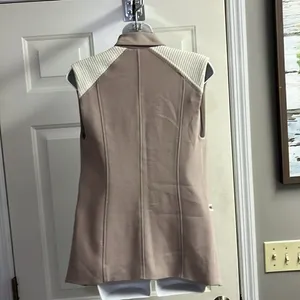 Wilfred Mauve Cream Sleeveless Classic Snap Up Zipper Accents Tunic Vest- XXS thumbnail 10