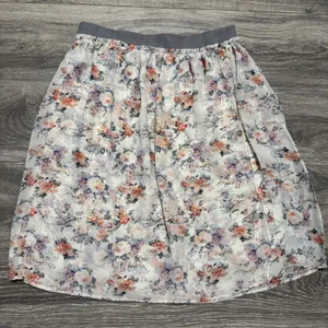 MIKAROSE Women Floral Chiffon Midi Skirt Gray‎ Waistband Ruffle Hem Size M thumbnail 10