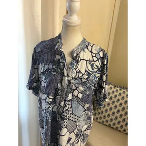 Johnny Was Moonlight Deana Floral-Print Midi Shirtdress Size Large thumbnail 3