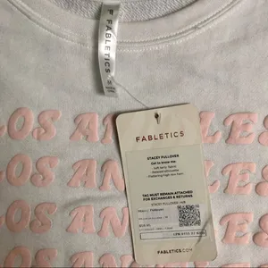 Fabletics White Pink Sweatshirt Size Med NWT thumbnail 4