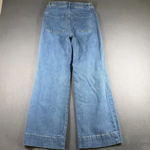 Avec Les Filles Wide Leg Jeans Womens 30 Blue Med Wash High Rise Stretch Denim thumbnail 12
