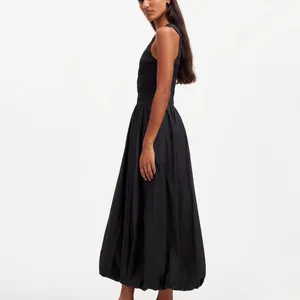 Madewell The Melody Bubble-Hem Smocked Midi Dress in Poplin Size XXS thumbnail 3