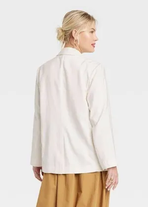 A New Day Women's Essential Blazer Cream White Medium thumbnail 3