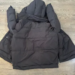 Black Down Puffer Coat Jacket Sherpa Lined Hooded Warm Winter Womens thumbnail 9