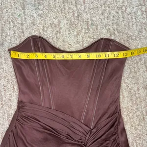 Zara Brown Satin Corset w/Mock Wrap Attached Skirt Sold Out Size Medium. H46 thumbnail 10