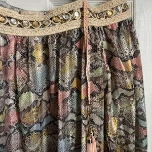 Casting France off the shoulder long sleeve snake print shimmer sheer blouse M thumbnail 3