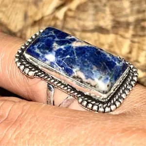 Navy Sodalite Ring Size 6 3/4 Blue thumbnail 3