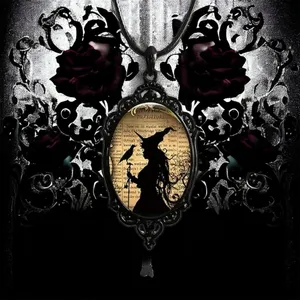 Witch And Raven Cameo Black Pendant, Vintage Style Gothic‎ Crow Glass Pedant thumbnail 3