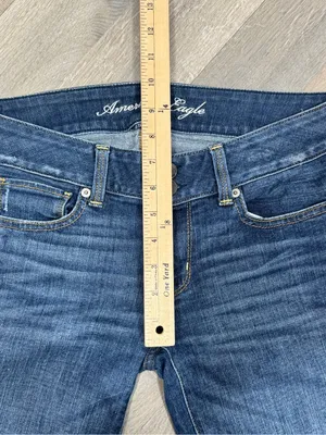American Eagle Artist Low Rise Crop Stretch Jeans‎ Blue 6 Retro Capri Y2K thumbnail 10
