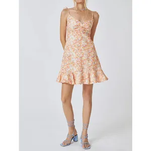 NWT Cloth & Stone Linen Floral Mini Dress Small Anthropologie Tie Strap Smocked thumbnail 13