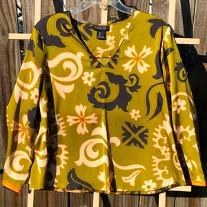 Rachel Zoe Blouse Satin Floral Long Sleeve L thumbnail 1