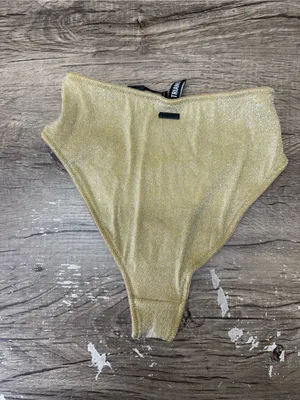 Triangl Gold Shimmer High Waisted Bikini Bottoms size large NWT thumbnail 2