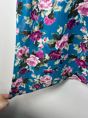 Show Me Your Mumu Floral Blouse Tunic Teal Semi Sheer Romantic Whimsical USA Lg thumbnail 10