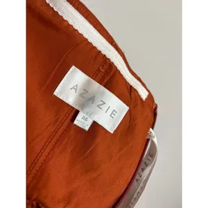 NWT Azazie Lamara Burnt Orange Off the Shoulder Chiffon Convertible Jumpsuit thumbnail 5