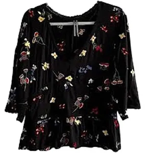 Anthropologie Parvati Floral Boho Embroidered Top Size Medium‎ thumbnail 1