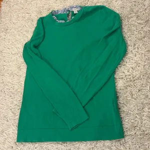 J. Crew Vibrant Green Sweater with Striped Trim thumbnail 3
