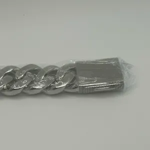 Moissanite Cuban Bracelet Miami 4 Row Iced Hip Hop Silver 20mm 6.5 Inch Women thumbnail 6