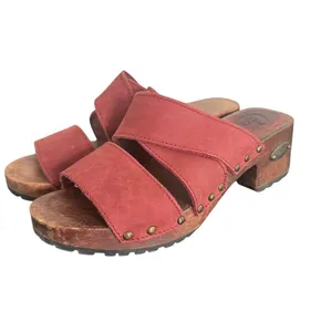 Candies Y2K Red Leather Platform Clogs Womens Size 6 Slide Sandals Lug Soles thumbnail 10