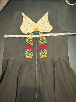Vintage Riehl Modell Berchtesgaden German Dirndl Dress Black Floral Embroidery M thumbnail 8