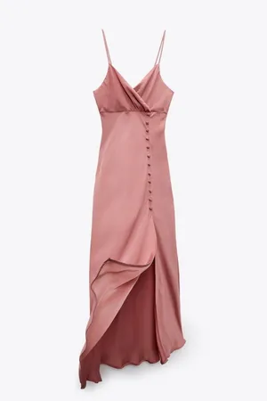 dress wedding maxi midi satin effect buttons wrapped gown Bridal coctail thumbnail 10