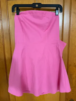 Pink Strapless Altar'd State homecoming mini dress bow back thumbnail 2