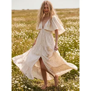Free People Dainty Ethereal Fairy Cha Cha Maxi Dress in Ivory Cream Size Medium thumbnail 7