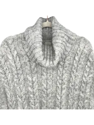 Joie Gray Cable Knit Cowl Neck Oversized Sweater Poncho Sleeveless Size Small thumbnail 2