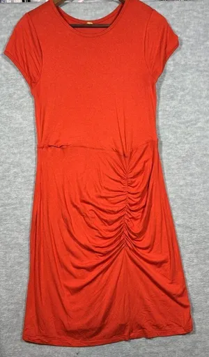Free People Orange Dress XS Ruched‎ Front Detail Stretchy Comfortable thumbnail 1