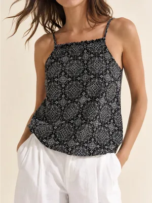 Universal Thread Black White Medallion Print Cotton Tank Top Size S thumbnail 1