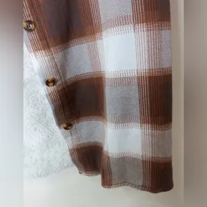 Rue21 Brown Plaid Sherpa-Lined Shacket‎ XS thumbnail 6